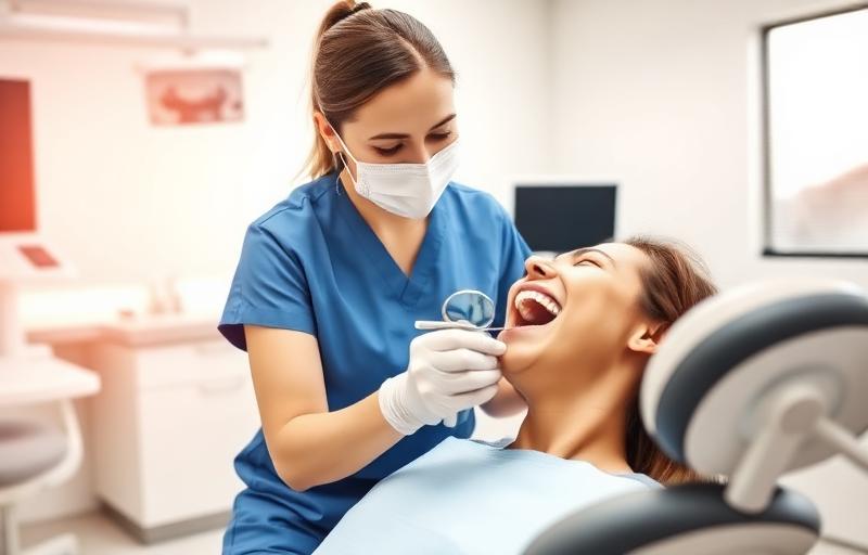 Dental hygienist demonstrating oral care techniques at DNTL Smiles Northwood