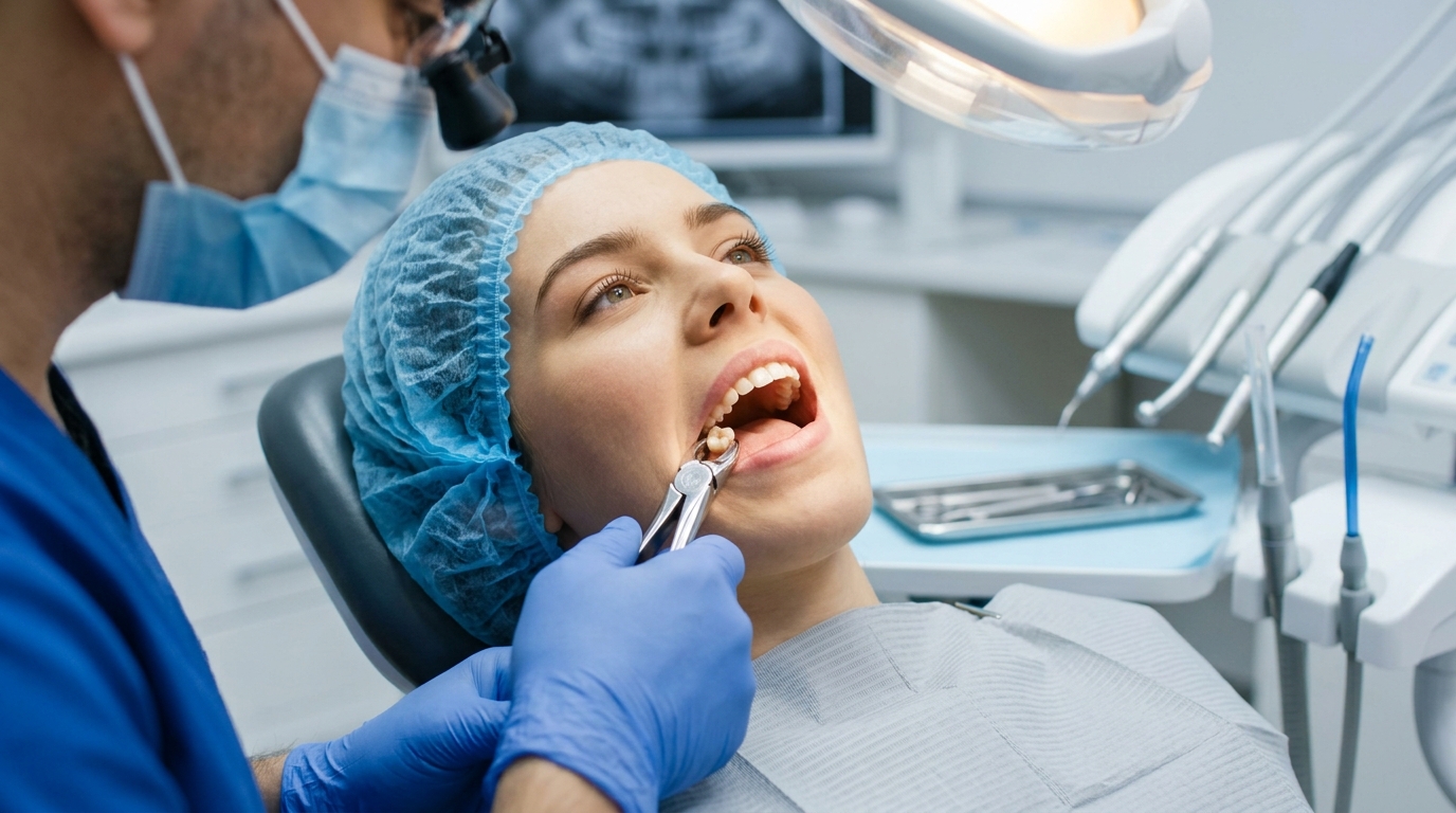 Dental instruments prepared for tooth extraction at DNTL Smiles Northwood